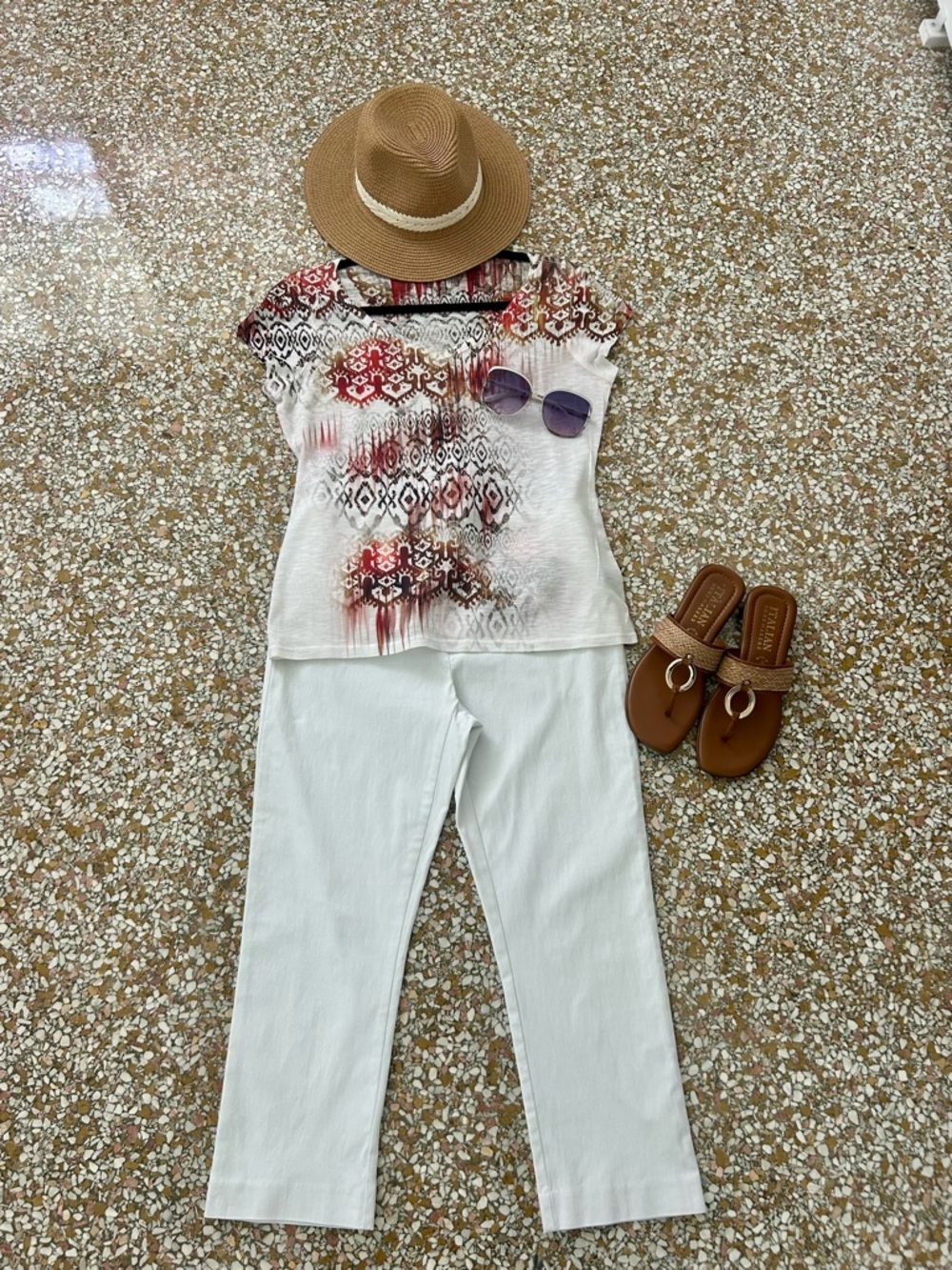 Cache top with boho earth tone design